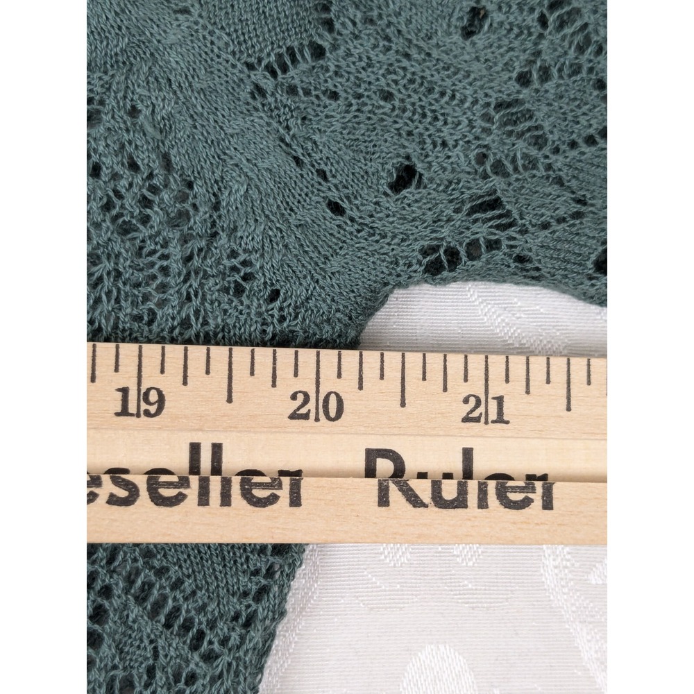 Peruvian Connection Green Crochet Open Bolero Cardigan Size M - Picture 9 of 13